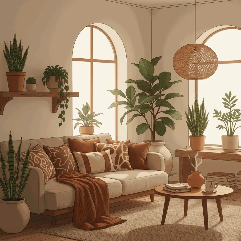 Earth energy home, support and grounding cues illustration