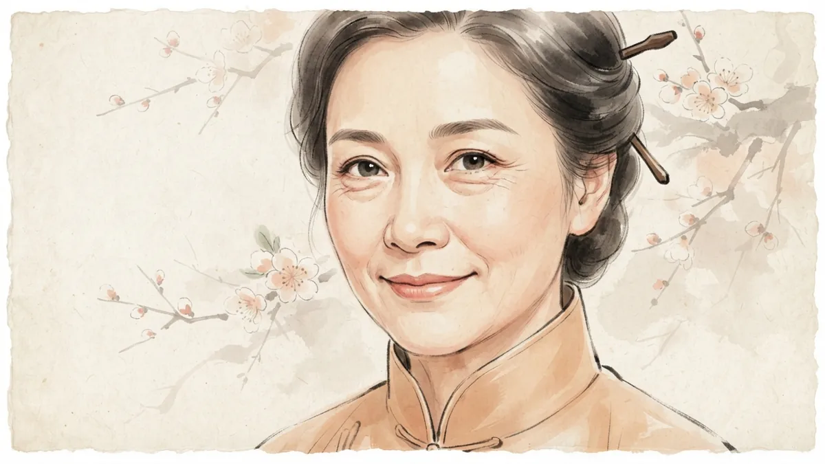 面相子女宫卧蚕部位水墨插画