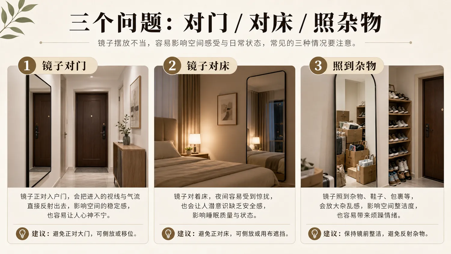 镜面对床时反光、视线和隐私的三项检查